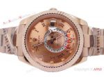Replica Rolex Sky Dweller Rose Gold Mens Watch with Working Time Zone